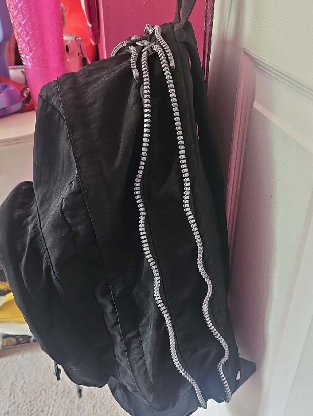 Kipling Black Nylon Expandable Backpack with Round Logo Patch - Picture 12 of 14